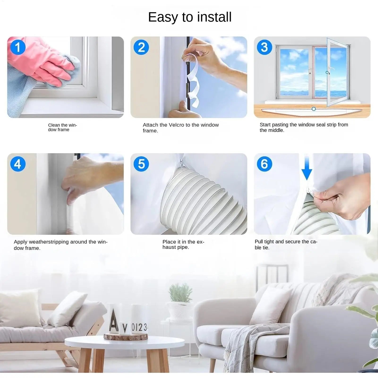 Ac Window Seal Weather Stripping Insulation Film Window Seal for Portable Air Conditioner for Draft Prevention Winter Zpaxo