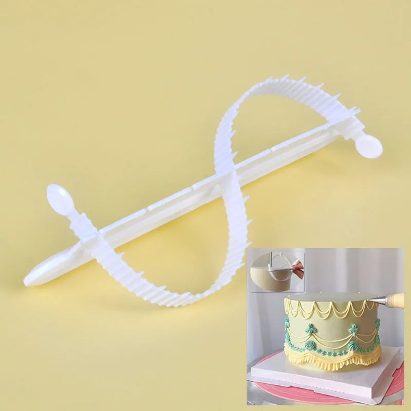 Cake Decorating Curved Ruler – Buttercream & Skirt Marker Tool Cake Decorating Tool Zpaxo White