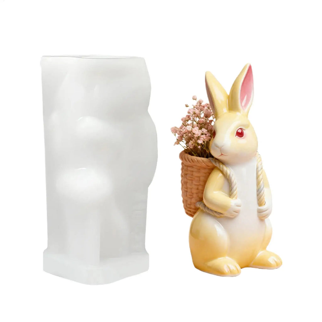 3D Easter Bunny Silicone Mold Candle Making Plaster Cement Craft