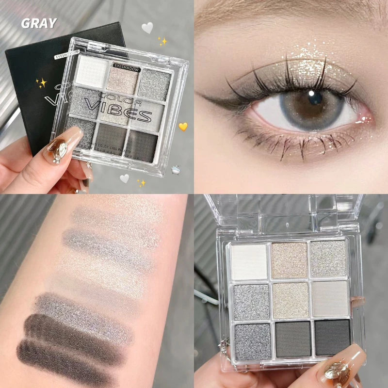 9-Grid Multi-color Eyeshadow Palette Glitter Pearlescent Matte Eye Shadow Shimmer Long Lasting Women Eye Makeup palette Cosmetic Zpaxo