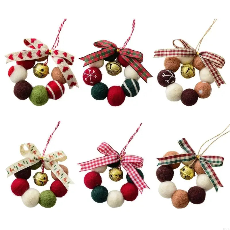 Handmade Mini Christmas Wreath Ornament Wool Felt Decors Soft Ball