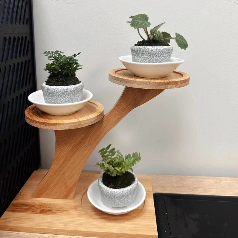 2-Tier Bamboo Stand Shelf Home Office Compact Design Perfect Desktop