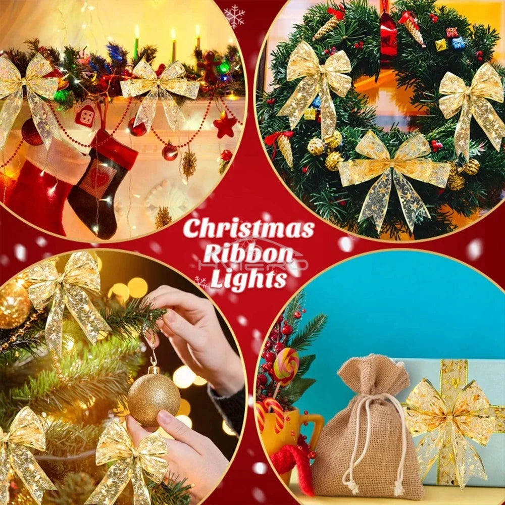 Warm White LED Ribbon Fairy String Lights – Gold Christmas Décor LED Fairy String Lights Zpaxo