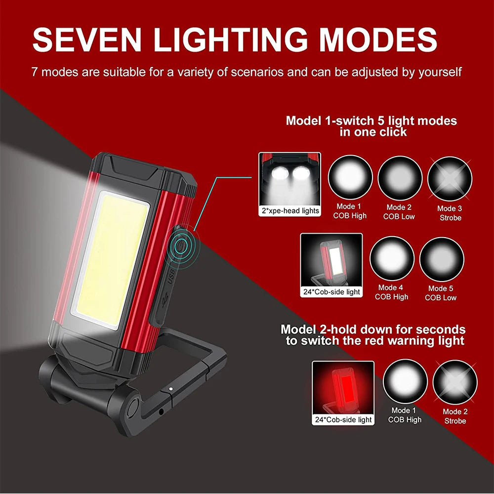 POCKETMAN COB LED Work Light – Magnetic Base, 6000LM Flashlight