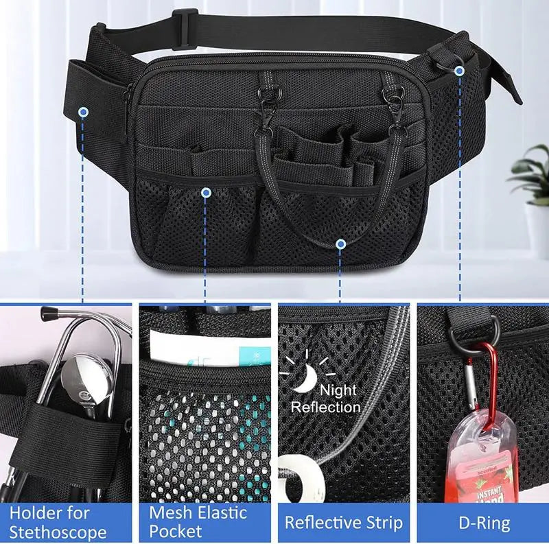 Multi Compartment Gear Pocket Nursing Organizer Belt Bag Utility