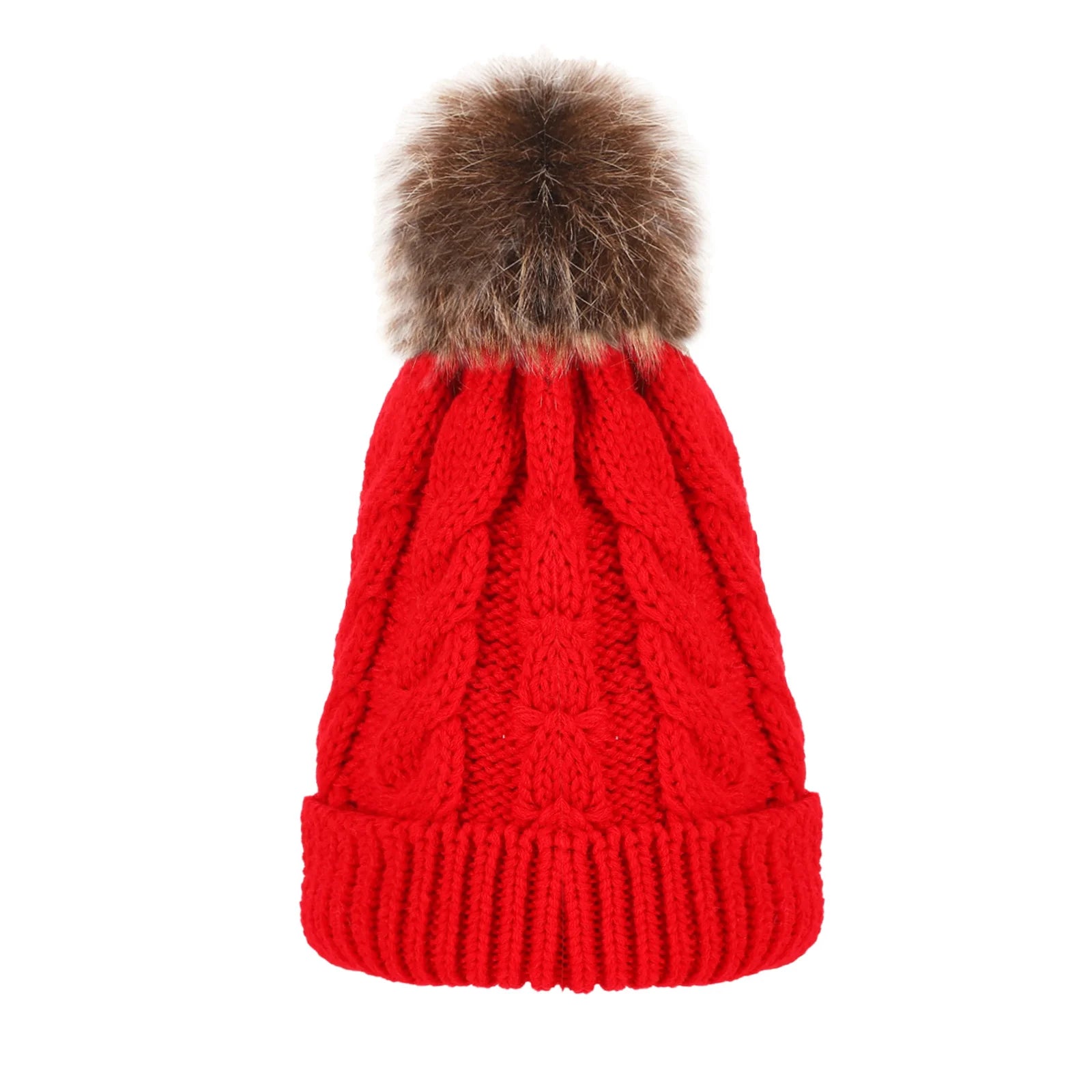 Cable Knit Pom-Pom Beanie – Unisex Winter Hat | Parent-Child Set