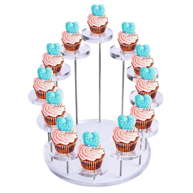 3 12 Tray Cupcake Stand Acrylic Display Jewelry Cake Dessert Rack