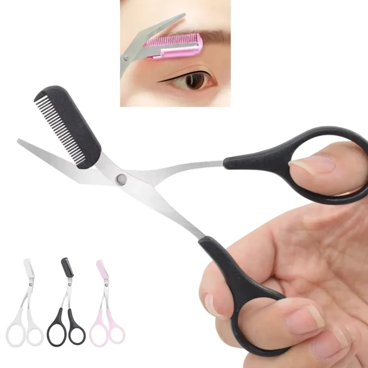 Stainless Steel Eyebrow Scissors with Comb – Precision Brow Trimmer for Easy Eyebrow Shaping & Grooming Zpaxo