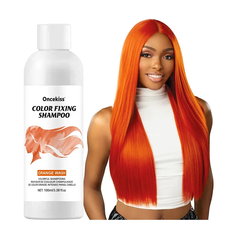 Semi-permanent Hair Color Dye Shampoo,Unisex Color Protecting And Fixing Shampoo Instant Hair Color Long-lasting Shine Hair Care Zpaxo orange