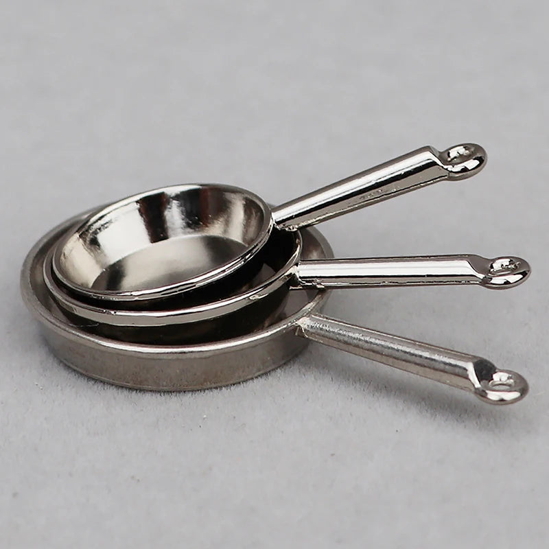 1 12 Dollhouse Miniature Frying Pan Casserole Metal Cookware Kitchen Zpaxo Silver