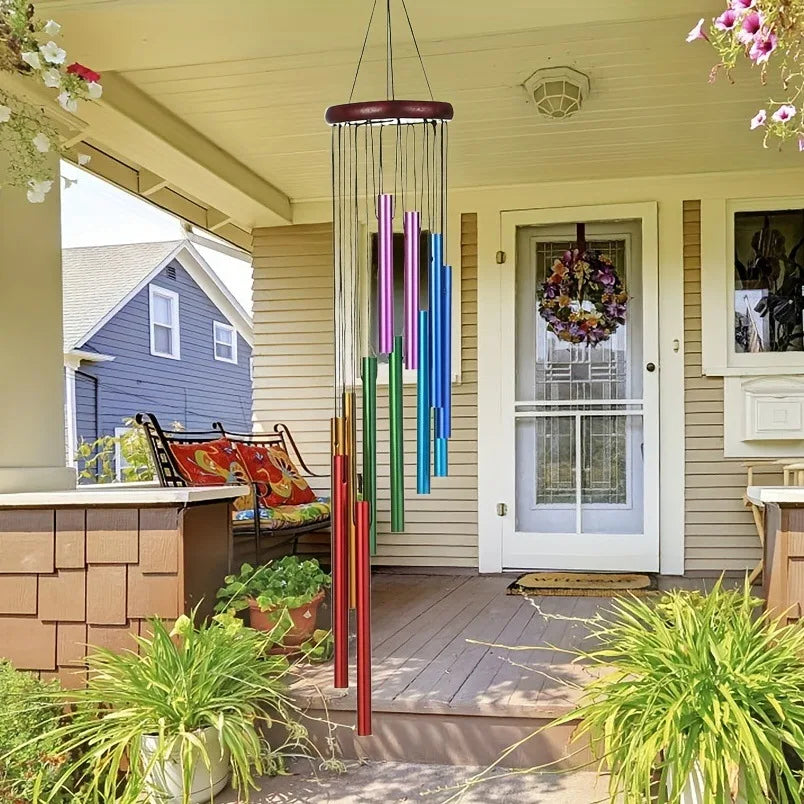 Wind Chime 12 Metal Aluminium Tube Chimes Hooks Outdoor Garden Zpaxo