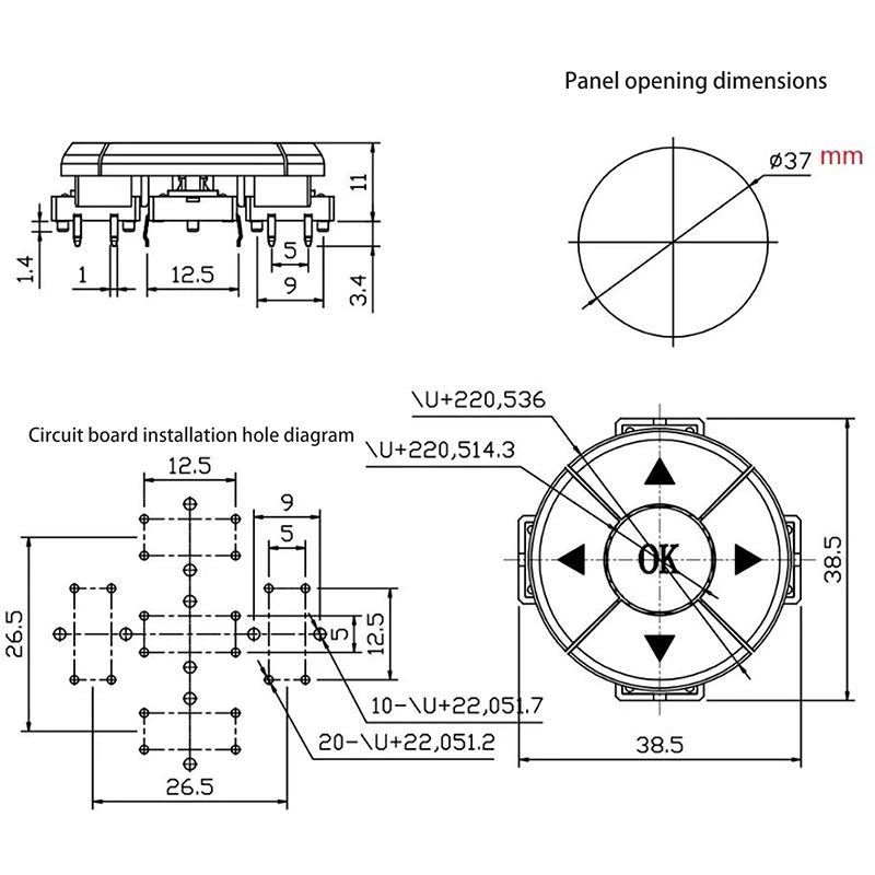 B3F-4055 Arrow OK Button SMD 12 Micro Tactile Tact Taster A14 Cap 5 Zpaxo