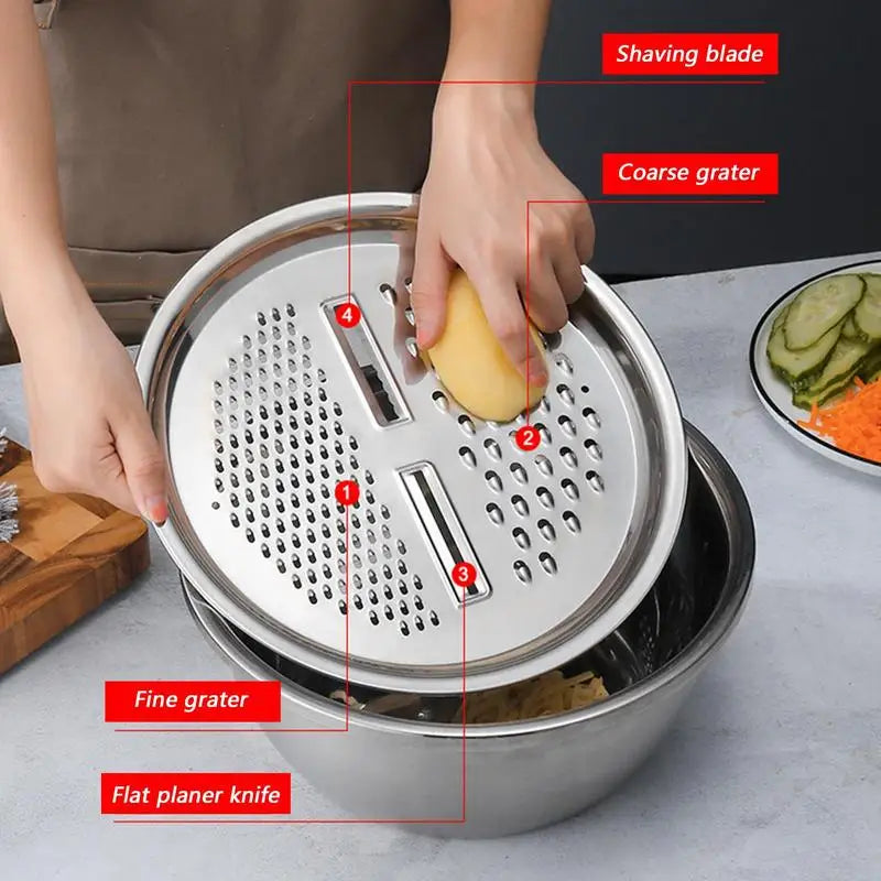 Colander Strainer Set, Salad Spinner Fruit Vegetable Rice Washing Strainer Basket Bowl, Rice Rinser Food Graters with Container Zpaxo