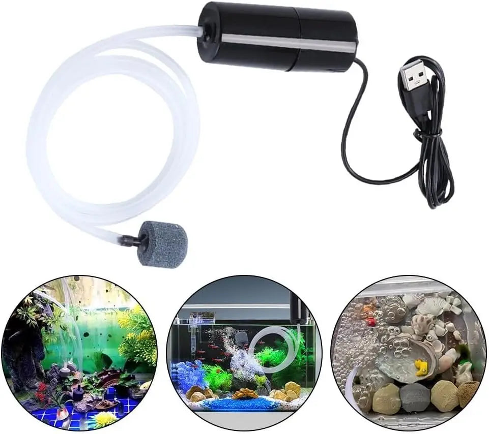 Portable USB Aquarium Air Pump – Quiet Copper Core Aerator