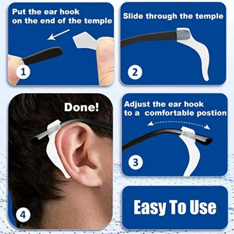 Clear Silicone Anti-Slip Eyeglass Ear Hooks | 1–20 Pairs