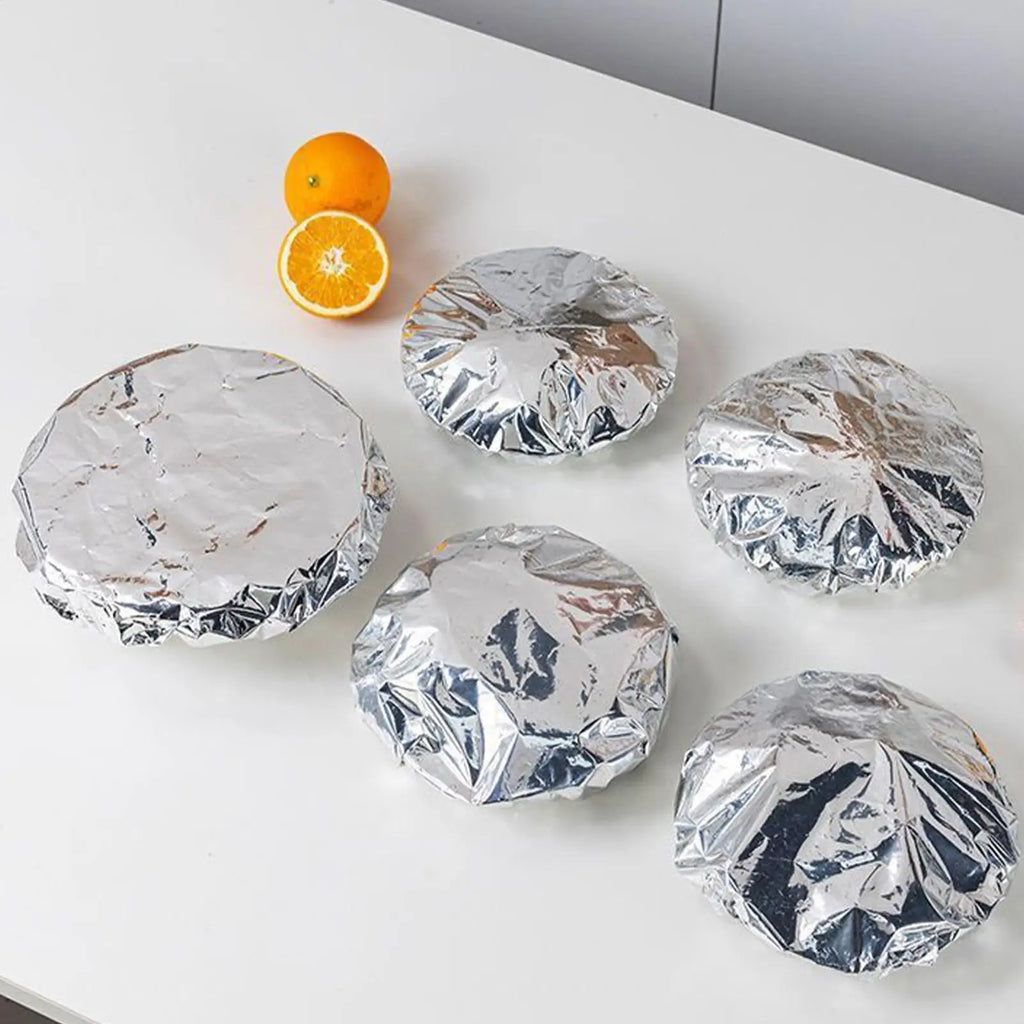 Aluminum Foil Covers Heat-Resistant Wrap Stretchy Aluminum Food Covers For Bowl Pan Pot Dish Container Home Freezer Kitchen Zpaxo