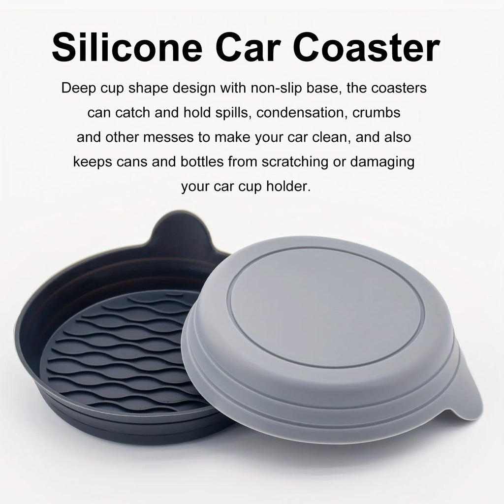 2-Pack Universal Car Cup Holder Coasters – Non-Slip Spill Saucers Car Cup Holder Coaster Zpaxo