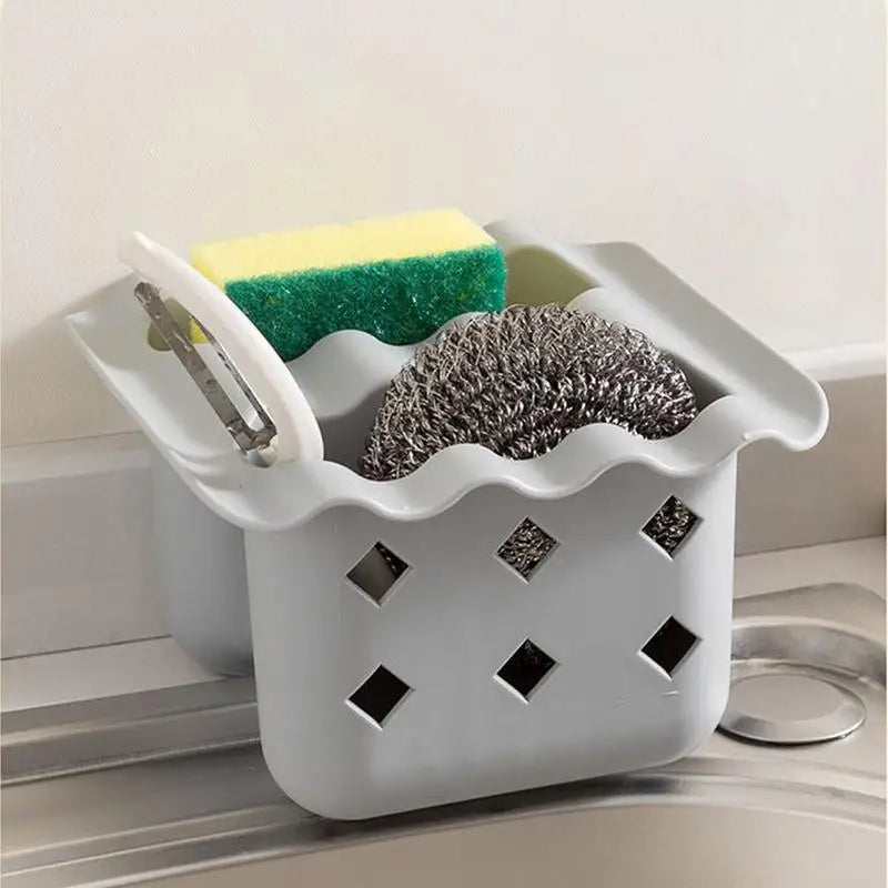 Double Sink Draining Hanging Bag Adjustable Press Faucet Shelf Sponge