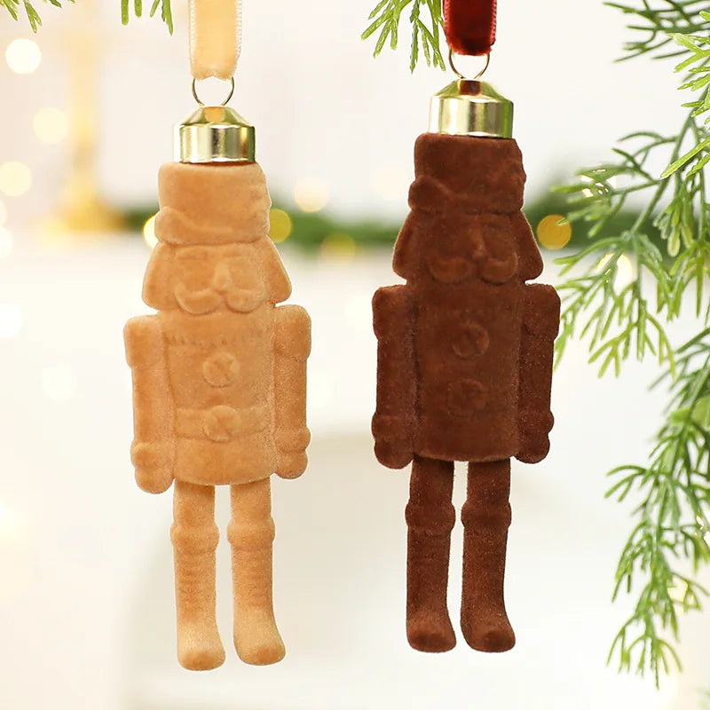 Flocked Nutcracker Soldier Christmas Tree Hanging Ornament Christmas Ornament Zpaxo