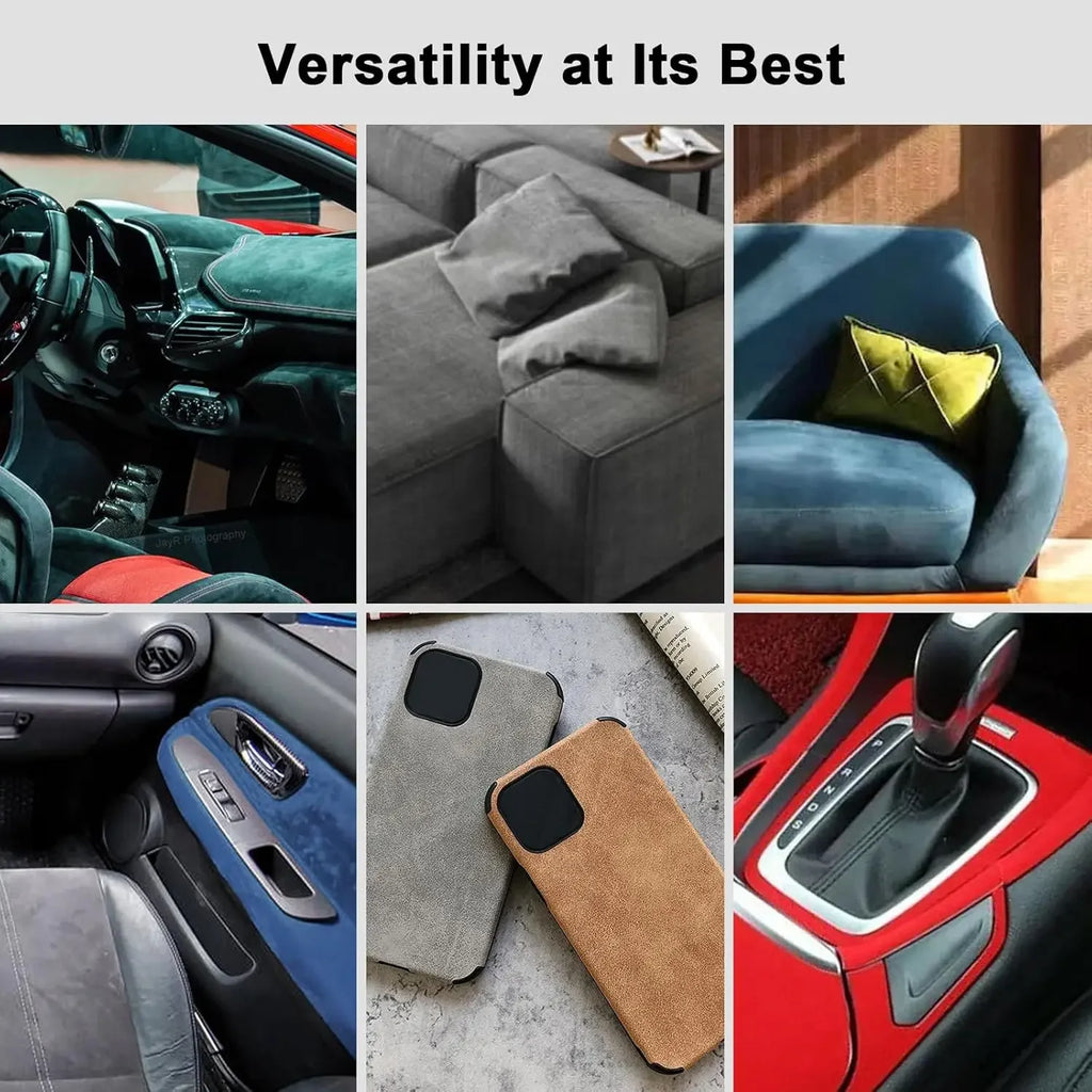 Suede Fabric Wrap for Car Interior Self-Adhesive Microfiber and Synthetic Leather, Stretchable Interior Film for Car Home Decor Zpaxo