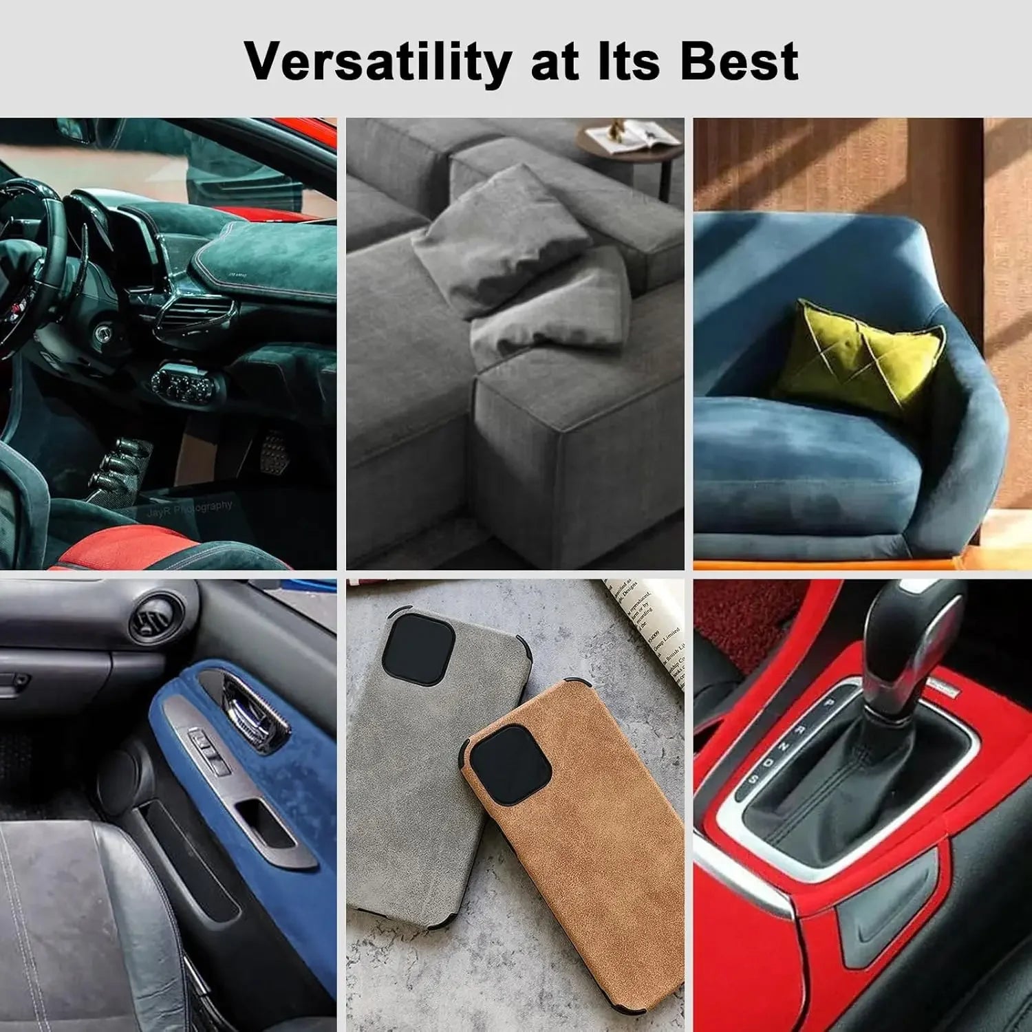 Suede Fabric Wrap for Car Interior Self-Adhesive Microfiber and Synthetic Leather, Stretchable Interior Film for Car Home Decor Zpaxo