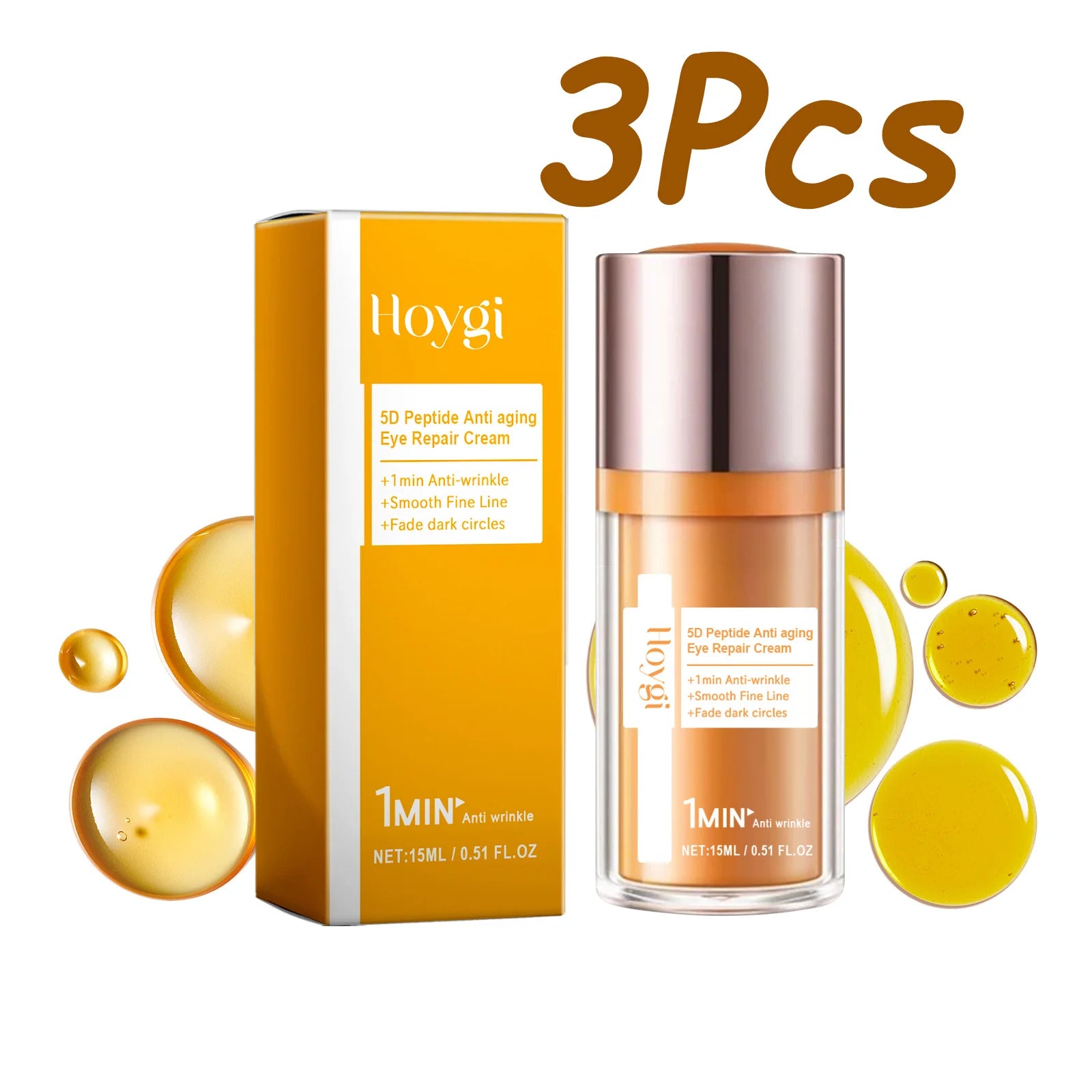 Hoygi 5D Peptide Eye Cream – Dark Circles & Anti-Wrinkle Peptide Eye Cream Zpaxo 3Pcs