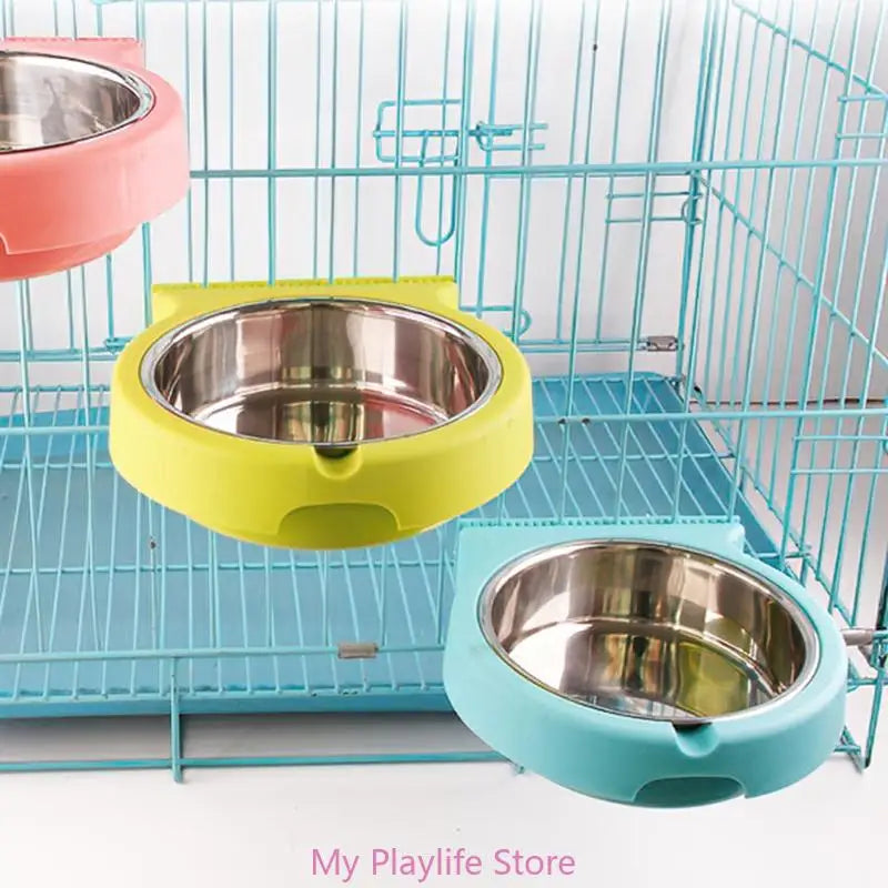 Pet Crate Bowls Dog Bowl Removable Stainless Steel Hanging Feeder