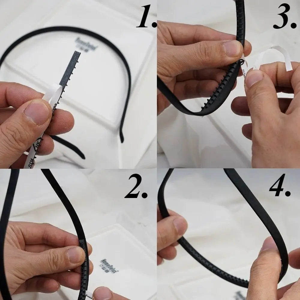 Two Rows Teeth Shaped Anti Slip Strip Black DIY Handmade Hairpin Back Zpaxo