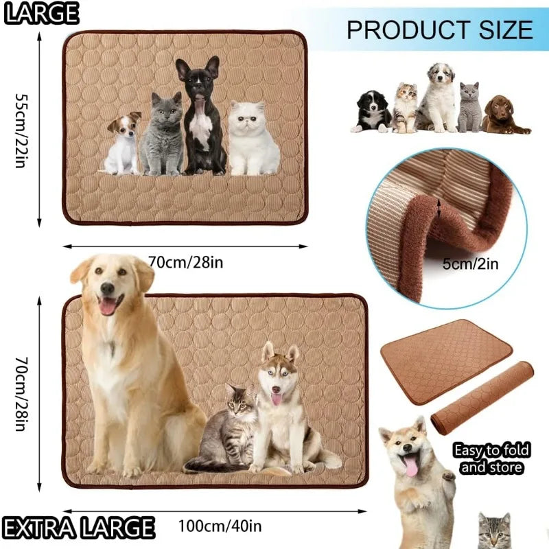 Pet Ice Silk Cooling Mat Cats Dogs Machine Washable Summer Breathable