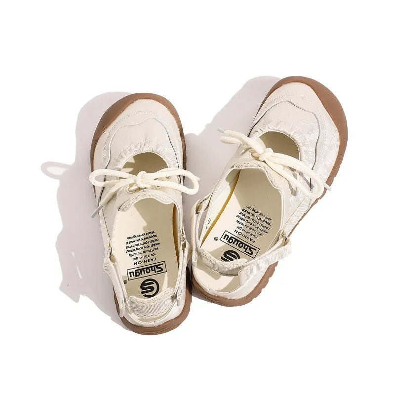 Women's Round Closed Toe Comfortable Breathable Mid Heel Sandals Zpaxo