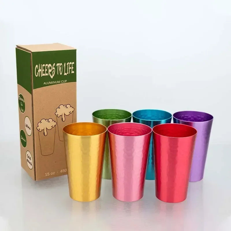 New 6PCS Stone Texture Aluminum Tumbler Set – Lightweight Drinking Cups with Gift Box for Home, Travel, and Outdoor Use Zpaxo