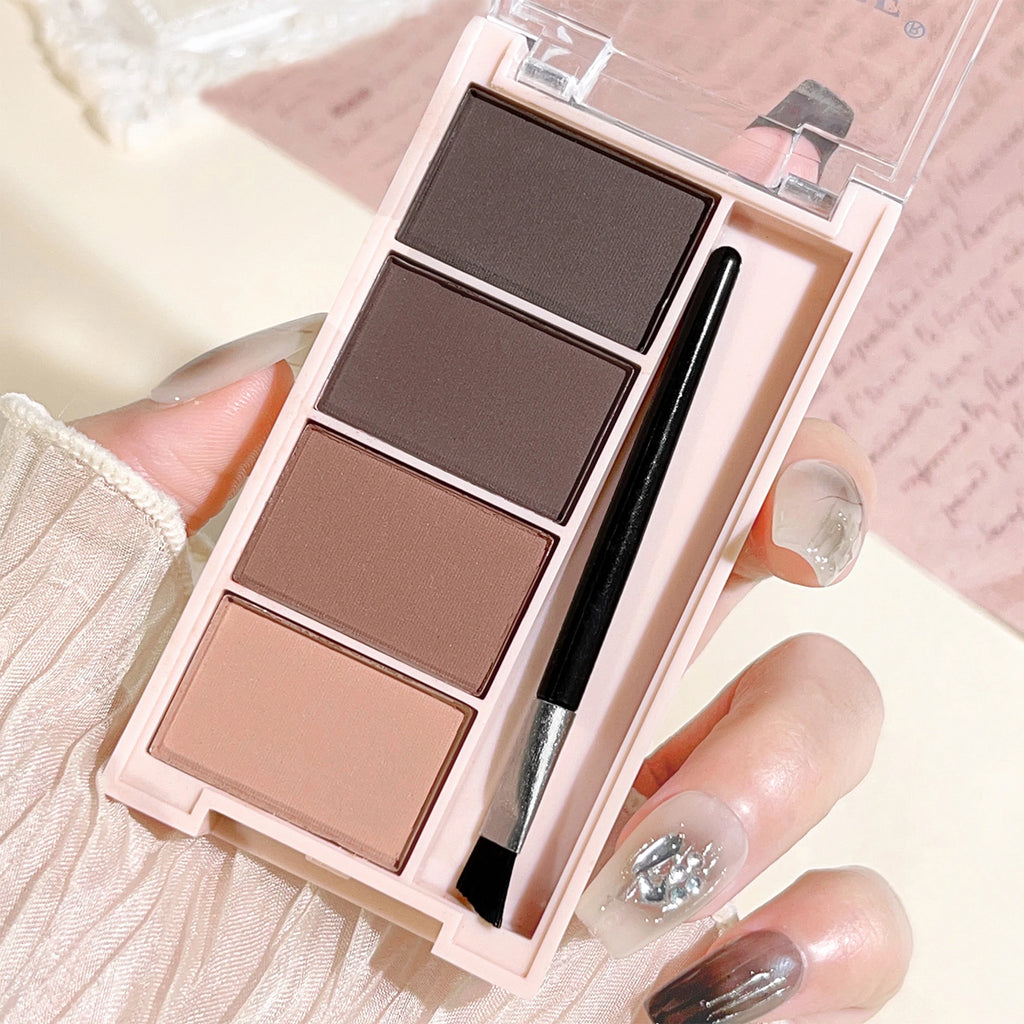 4-color Eyebrow Powder Palette With Eyebrow Brush - Natural Long-Lasting Eyebrow Powder Eyebrow Shape Waterproof and Sweat-proof Zpaxo