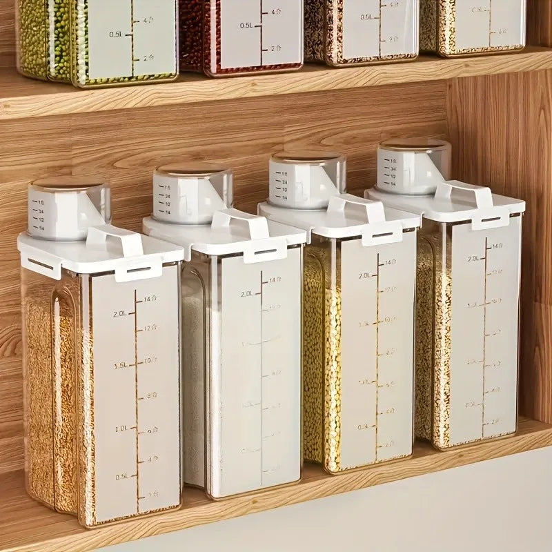 Rice Storage Container Pour Spout Airtight Transparent Grain
