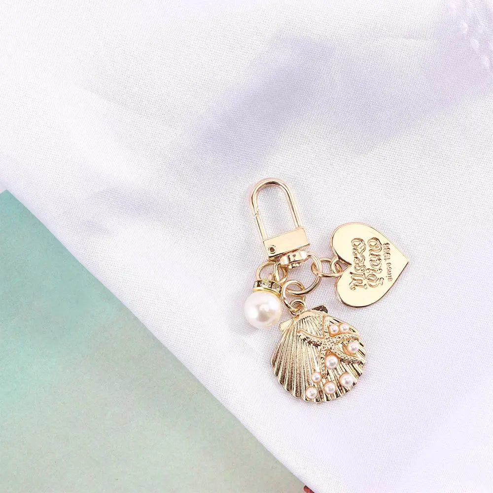 Cute Korean Fashion Gold Color Shell Conch Keychain Bag Charms Key Chain Heart Key Ring Key Accessories Zpaxo -4