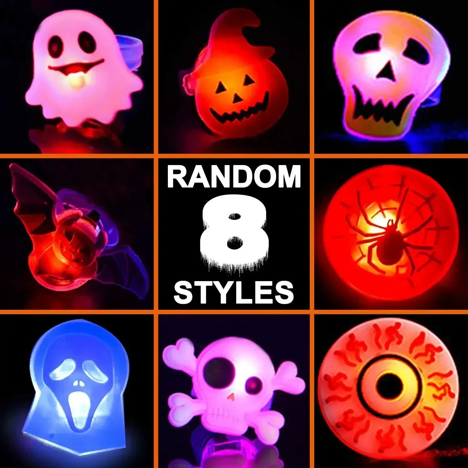 Halloween LED Light Up Rings Toys Kid Adult Costume Cartoon Party