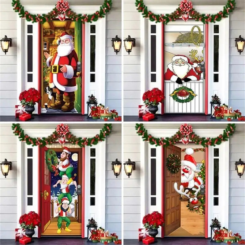 Christmas Holiday Door Cover Hanging Tapestry Year Party Decorations