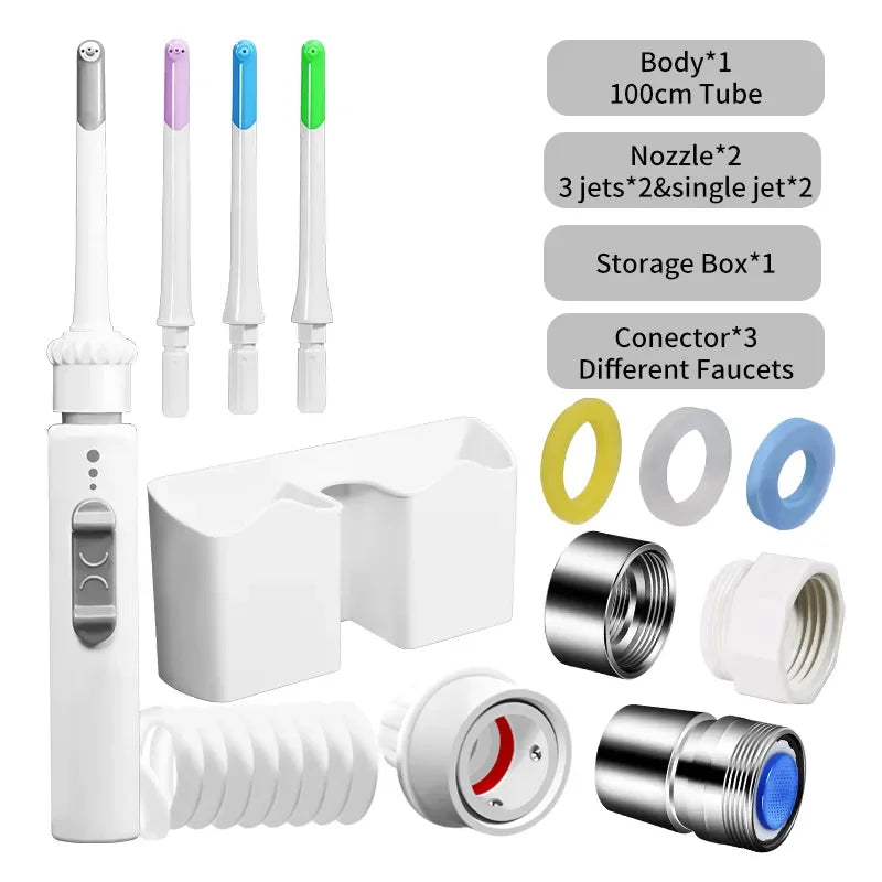 Faucet Dental Scaler Home Portable Dental Scaler No Power Supply For Tartar Removal Oral Cleaning Water Dental Floss Zpaxo 4 Nozzles Type