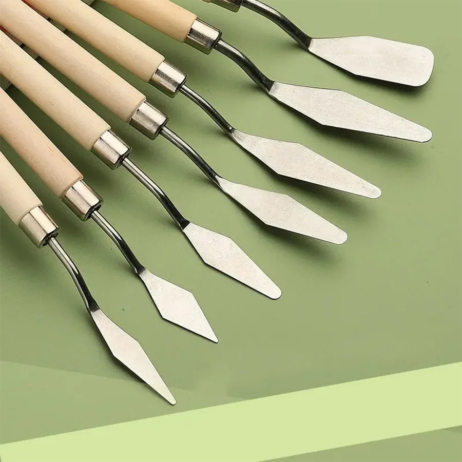 7 Stainless Steel Oil Painting Knives Artist Crafts Spatula Palette