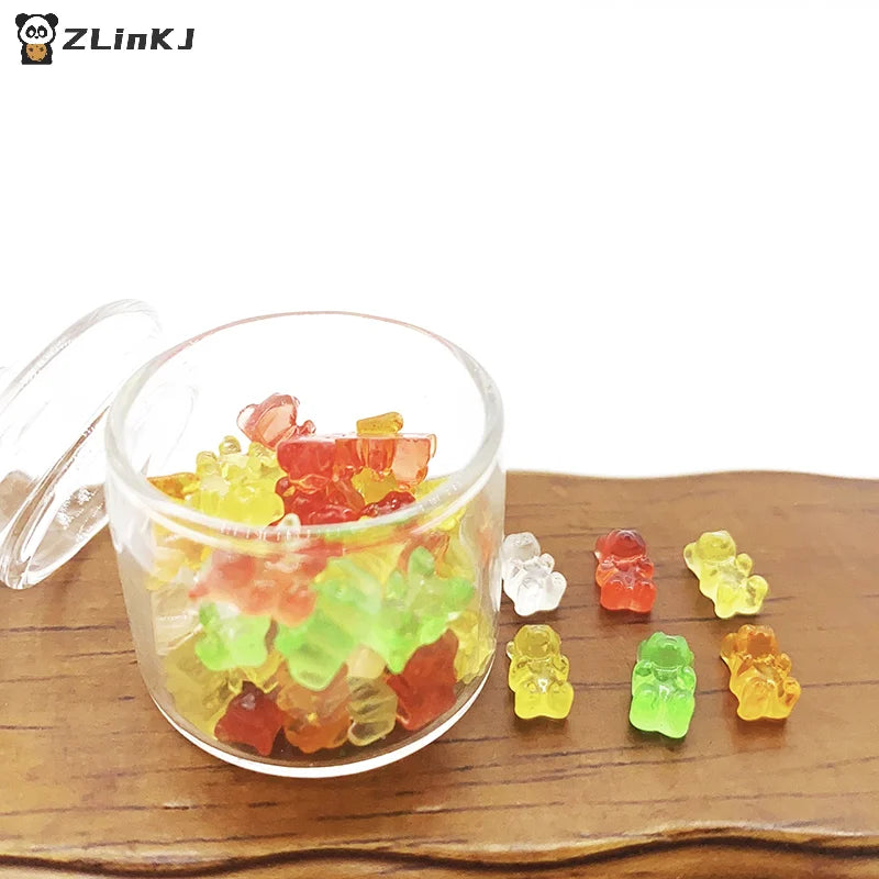 ▶20Pcs Mini Resin Colorful Bear Ornaments DIY Crafts Dollhouse Candy Decoration Zpaxo