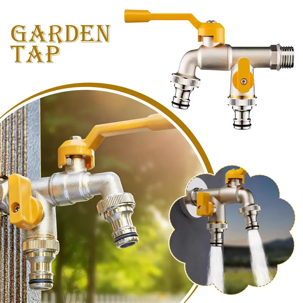 Outdoor Antifreeze Brass Tap Double Outlet For Garden Yard Water IBC Tank Washing Machine Hose Connector Accessory Zpaxo