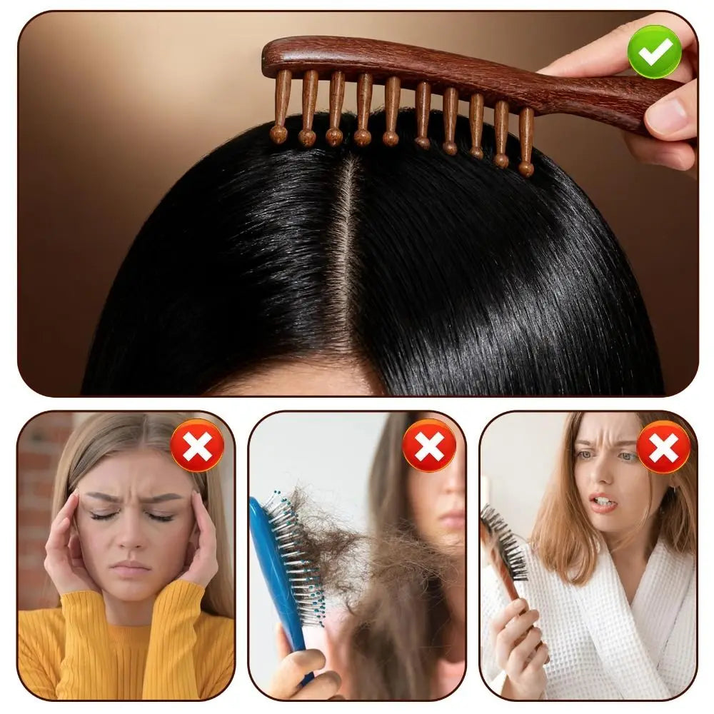 Wooden Loc Comb Comfortable Massage Wide Teeth Body Meridian Zpaxo