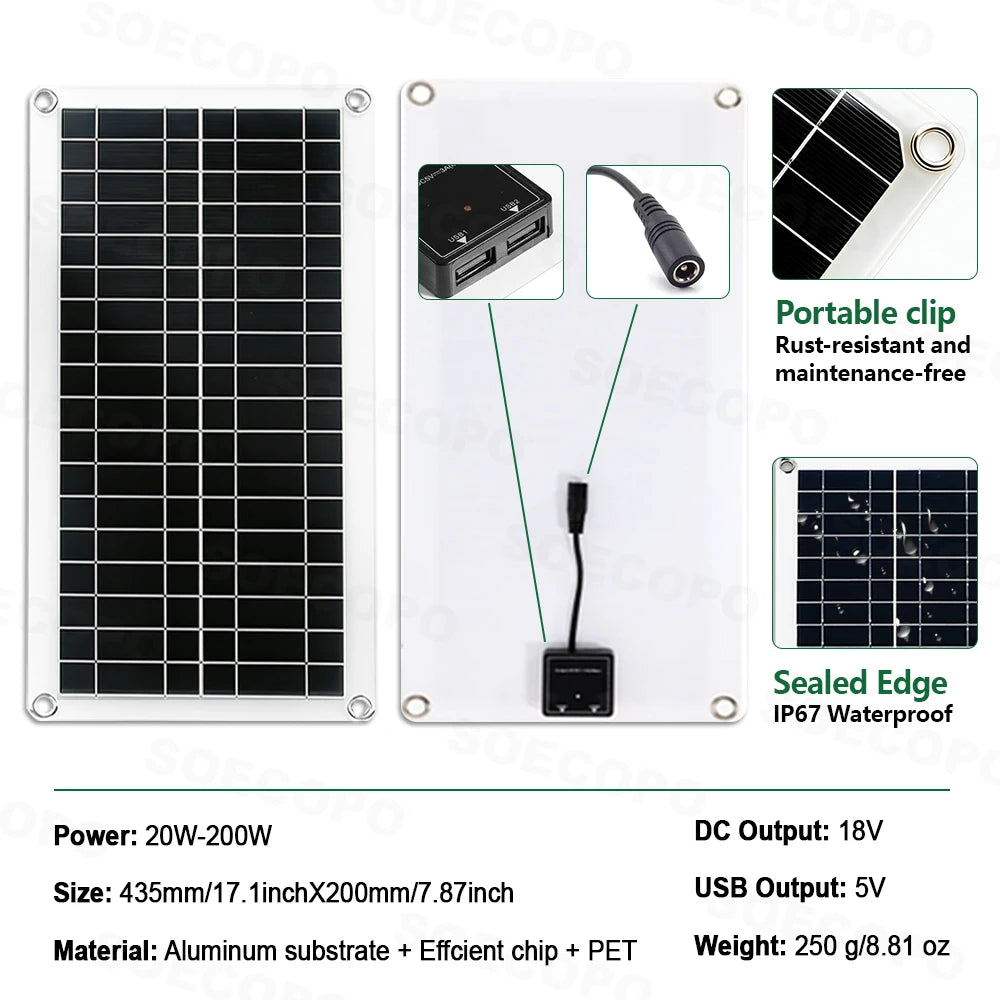 20000W Solar Generator Kit with 200W Panel Efficient Inverter Controller Off Grid Power Supply for RV Camping Outdoor Emergency Zpaxo