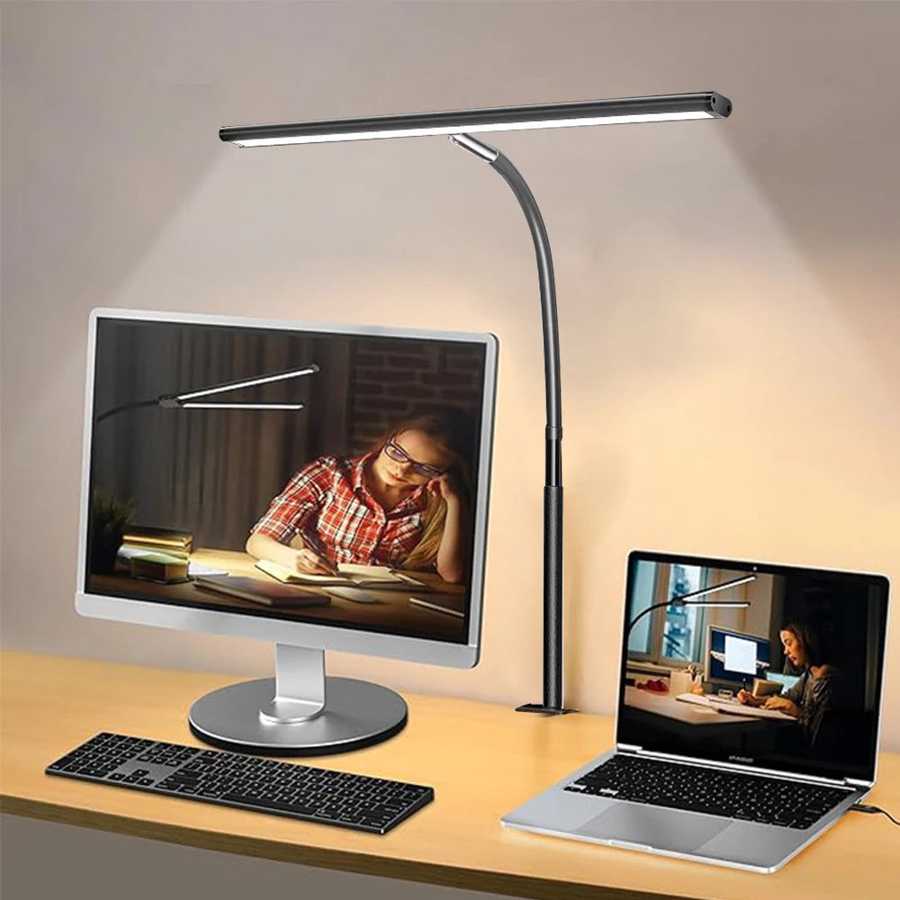 LED Desk Lamp Eye-Care Reading Desk Lamp with Flexible Gooseneck Stepless Dimming 2700K-6500K Temperature Adjustable for Home Zpaxo