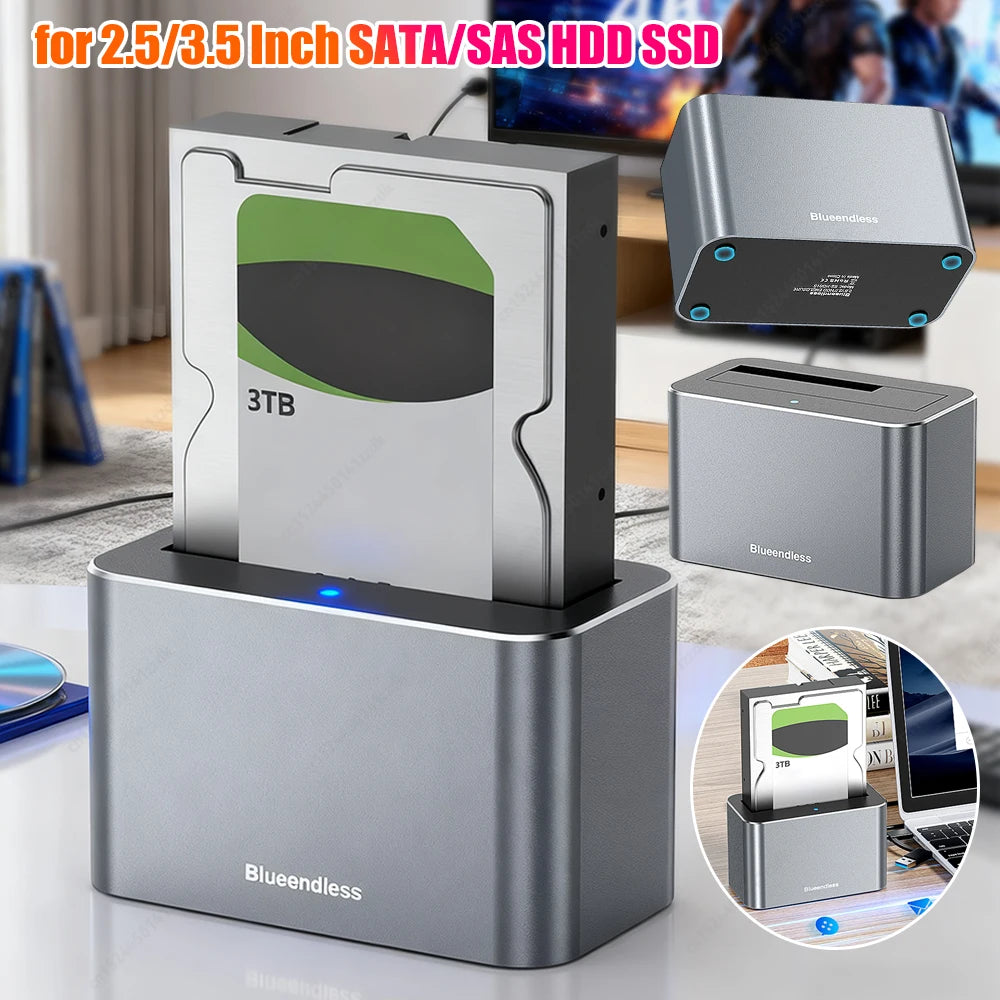 Hard Drive Dock SAS USB 3 0 Adapter 5Gbps SATA Enclosure Support Up