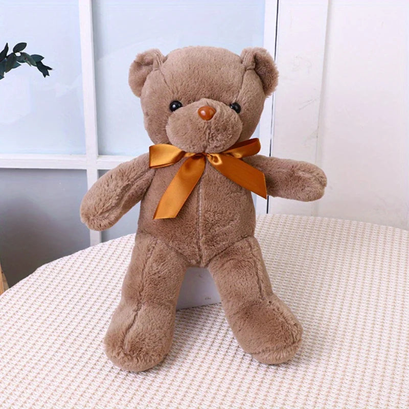 Multicolored Ribbon Teddy Bear Plush Toy Soft Animal Dolls Birthday Zpaxo Coffee