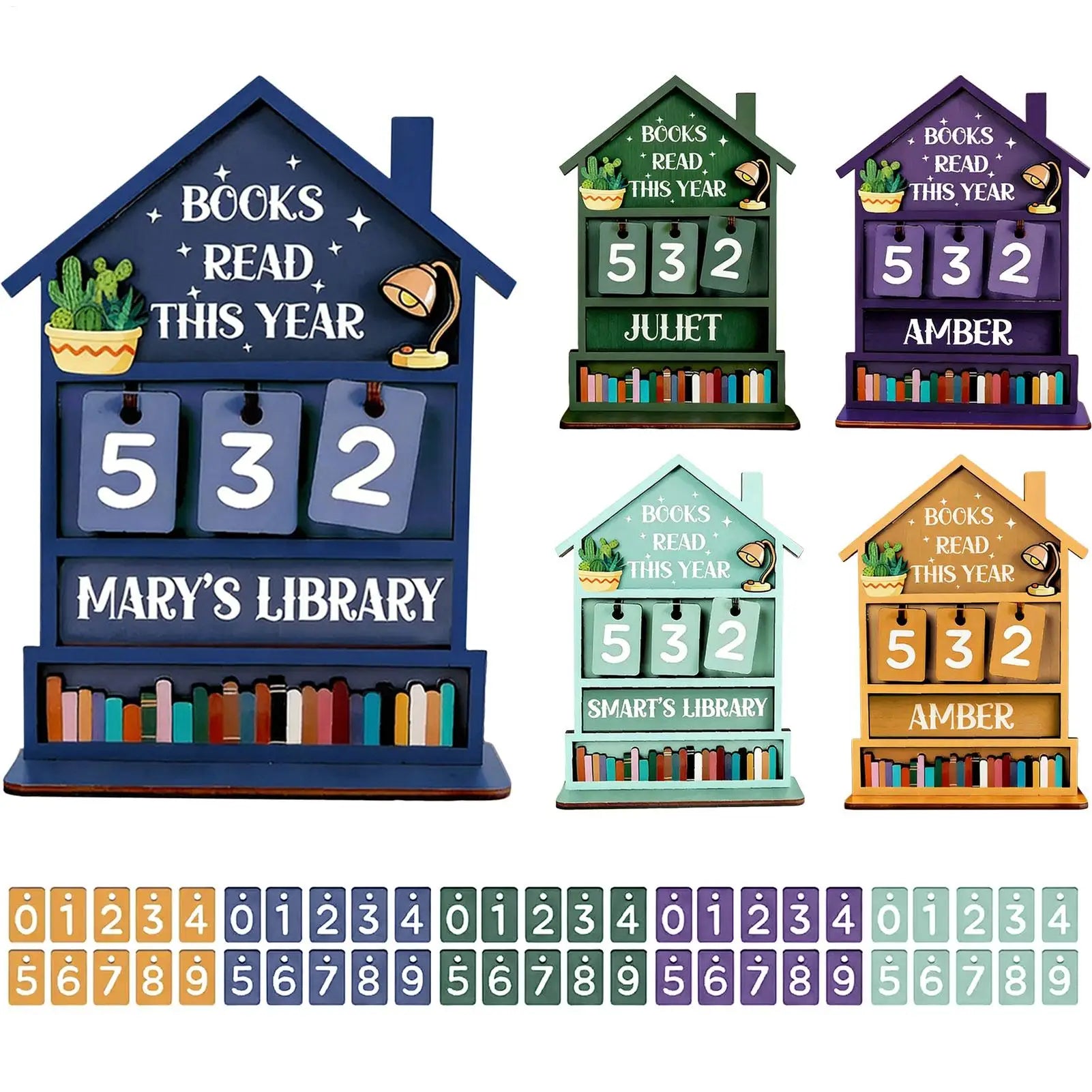 Wooden Books Read Tracker Manual Reading Progress Display Book