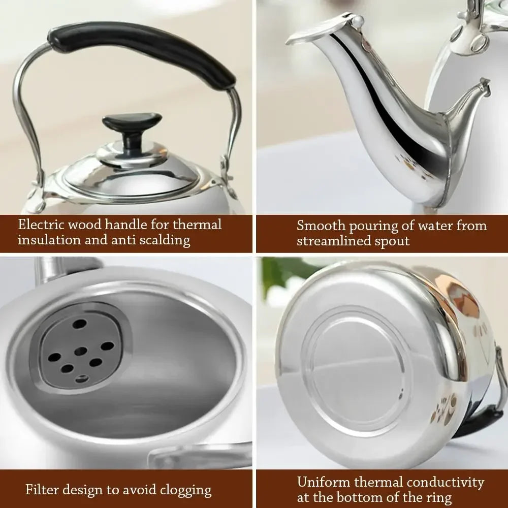 Stainless Steel Whistling Teakettle Fast Heating Base Large Capacity