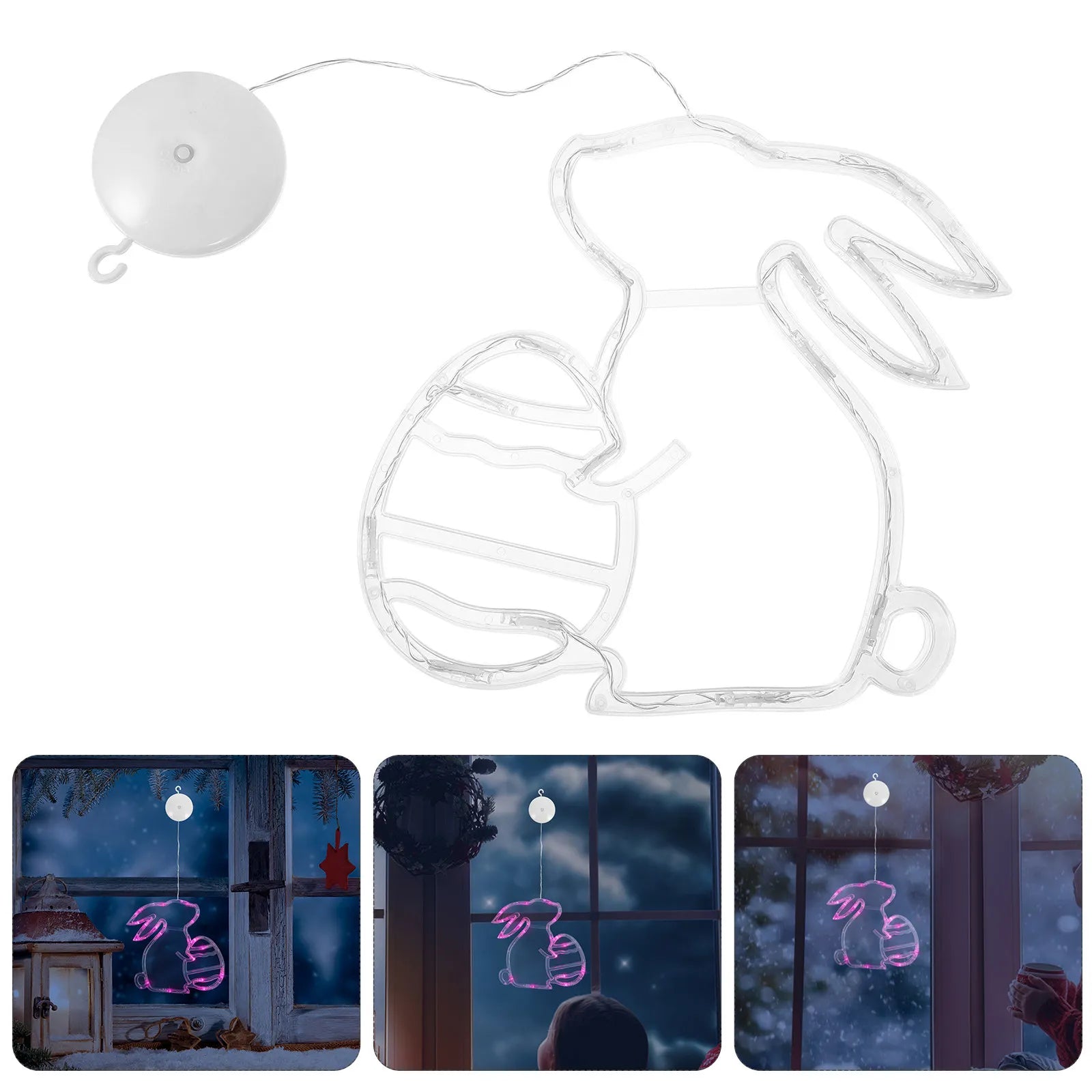 Battery Operated Bunny Shaped String Light Window Wall Decor Indoor