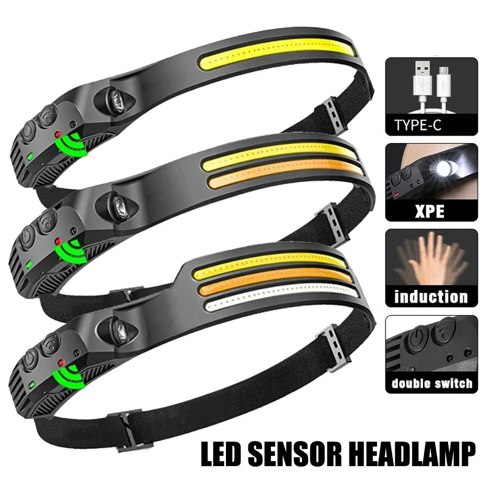 KDULIT LED Headlamp – USB-C Rechargeable, Sensor, Waterproof