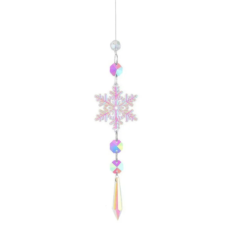 Crystal Snowflake Sun Catcher – Rainbow Prism Window Pendant